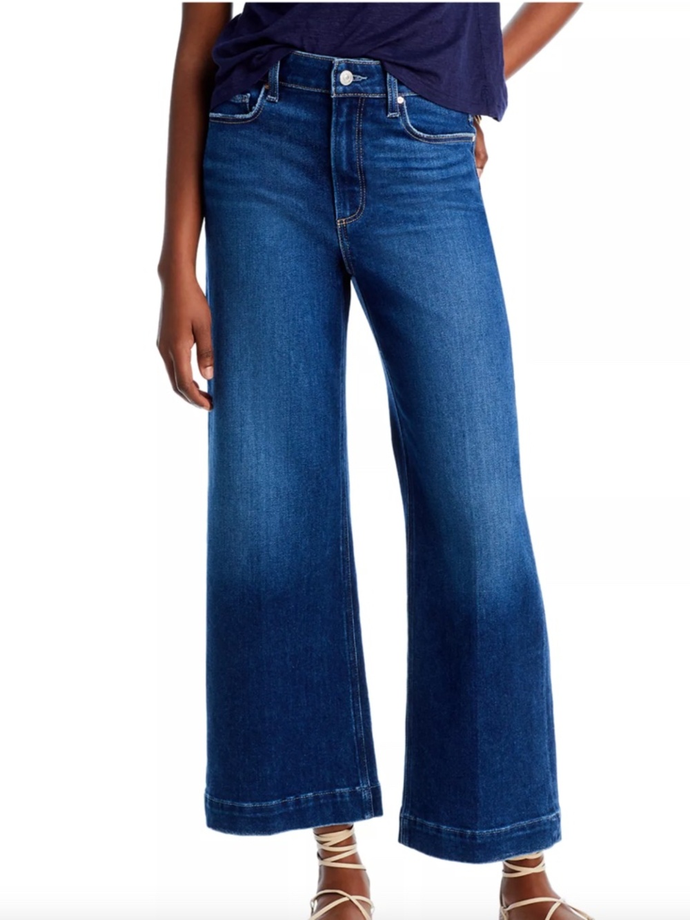 PAIGE Anessa High Rise Cropped Wide Leg Jeans - Foreign Film Wash